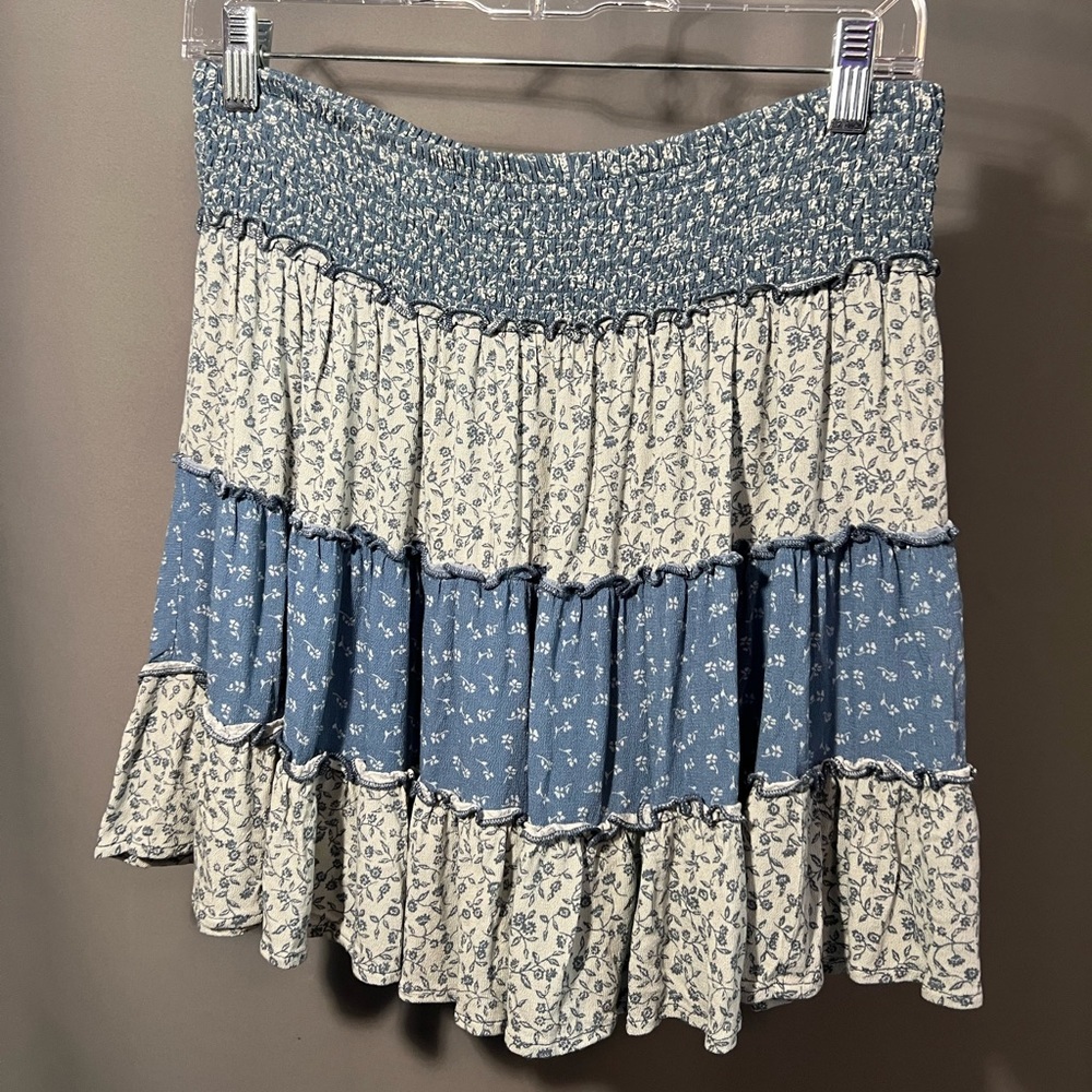 American Eagle Tiered Patchwork Mini Skirt
